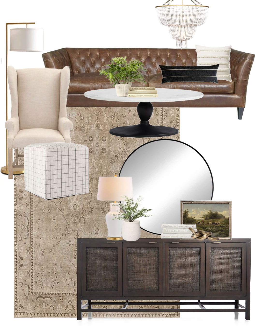 Living Room Mood Boards With Leather Blacks And Neutral Tones Dear