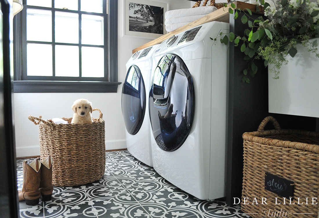 Adding Shaker Pegs and A Counter to Our Laundry Room - Dear Lillie Studio