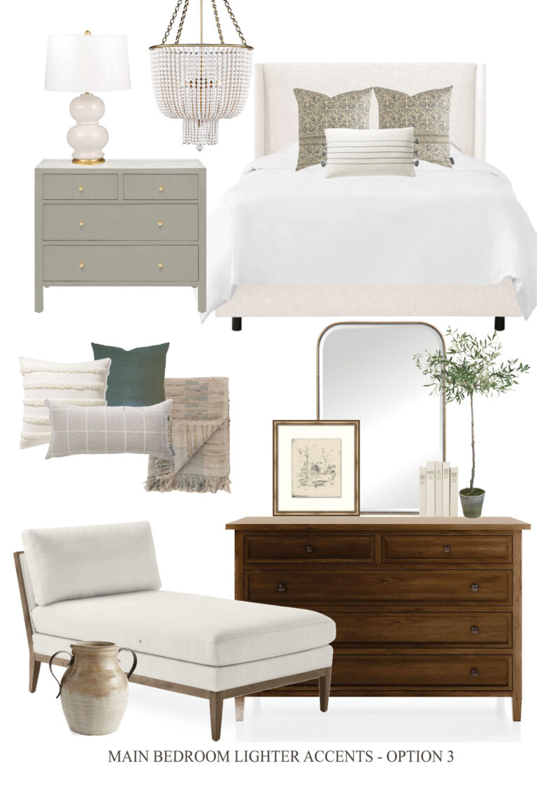 Main Bedroom Mood Boards with Lighter Accents - Dear Lillie Studio