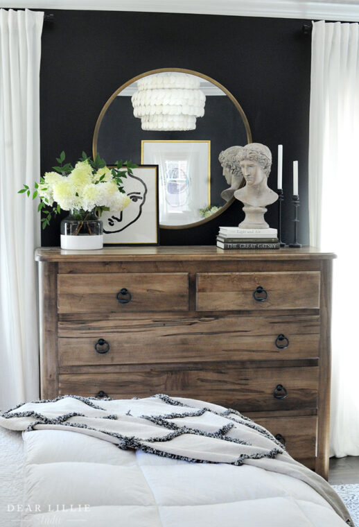 Master Bedroom with Freshly Cut Hydrangeas - Dear Lillie Studio