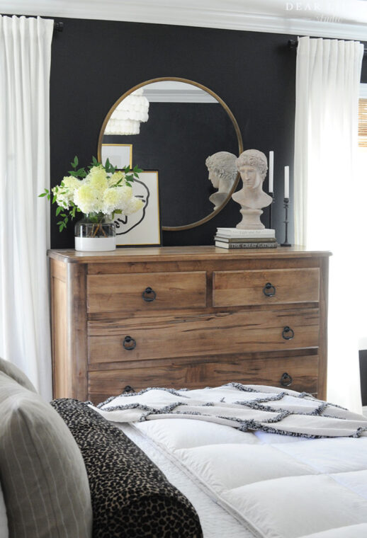 Master Bedroom with Freshly Cut Hydrangeas - Dear Lillie Studio