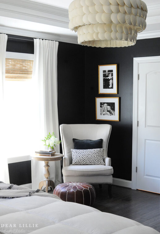 Master Bedroom with Freshly Cut Hydrangeas - Dear Lillie Studio