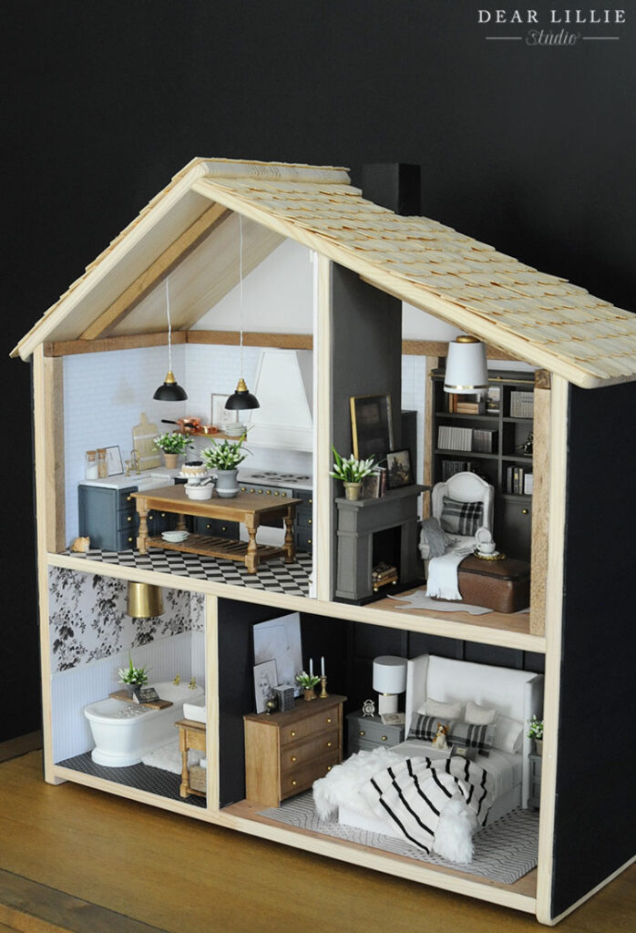 Finished Dollhouses Ikea Flisat, Wooden Dollhouse Siding Ideas