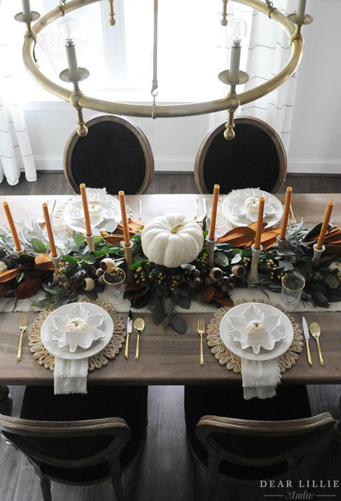 Modern Black + Gold Thanksgiving Tablescape - Blushing Bungalow
