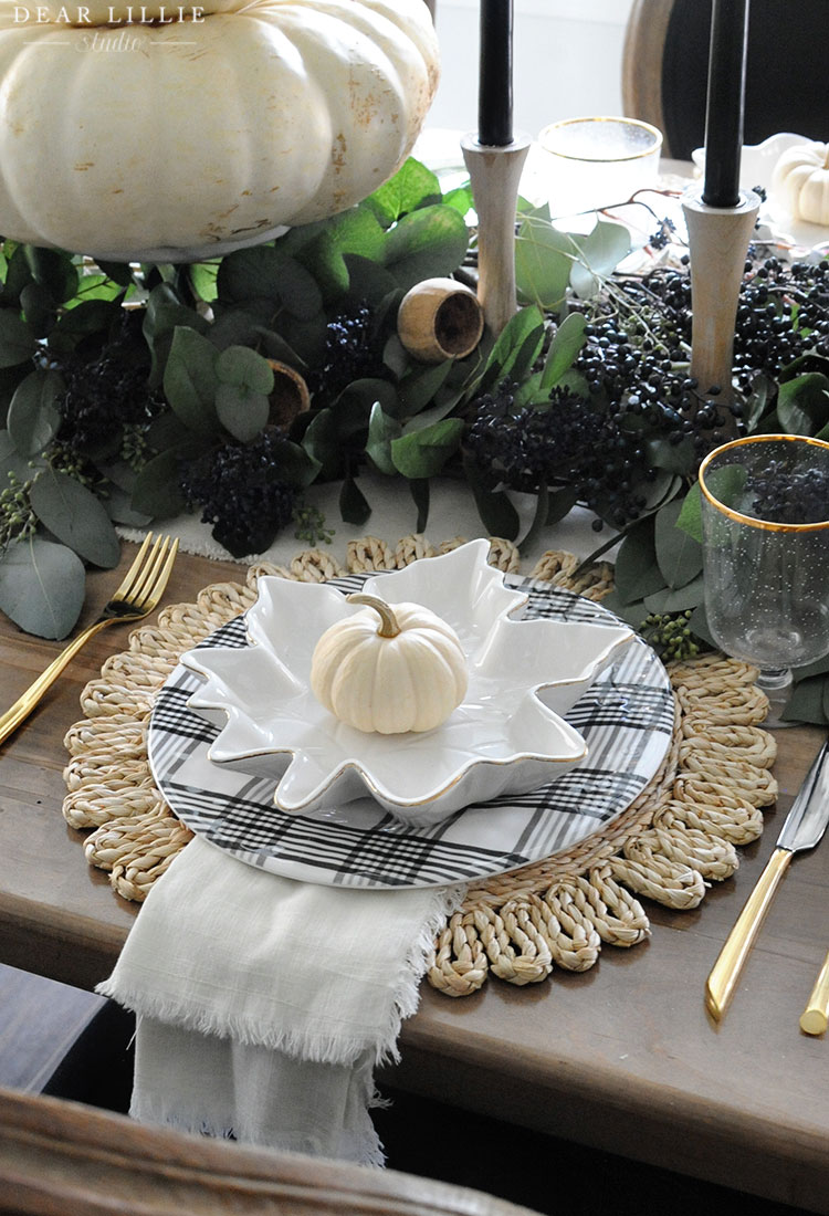 A Fall Table Setting in Non Traditional Colors - Dear Lillie Studio