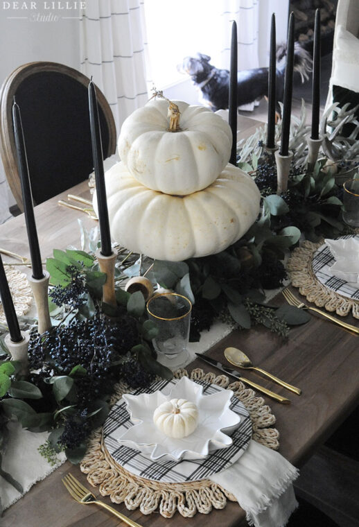 A Fall Table Setting in Non Traditional Colors - Dear Lillie Studio