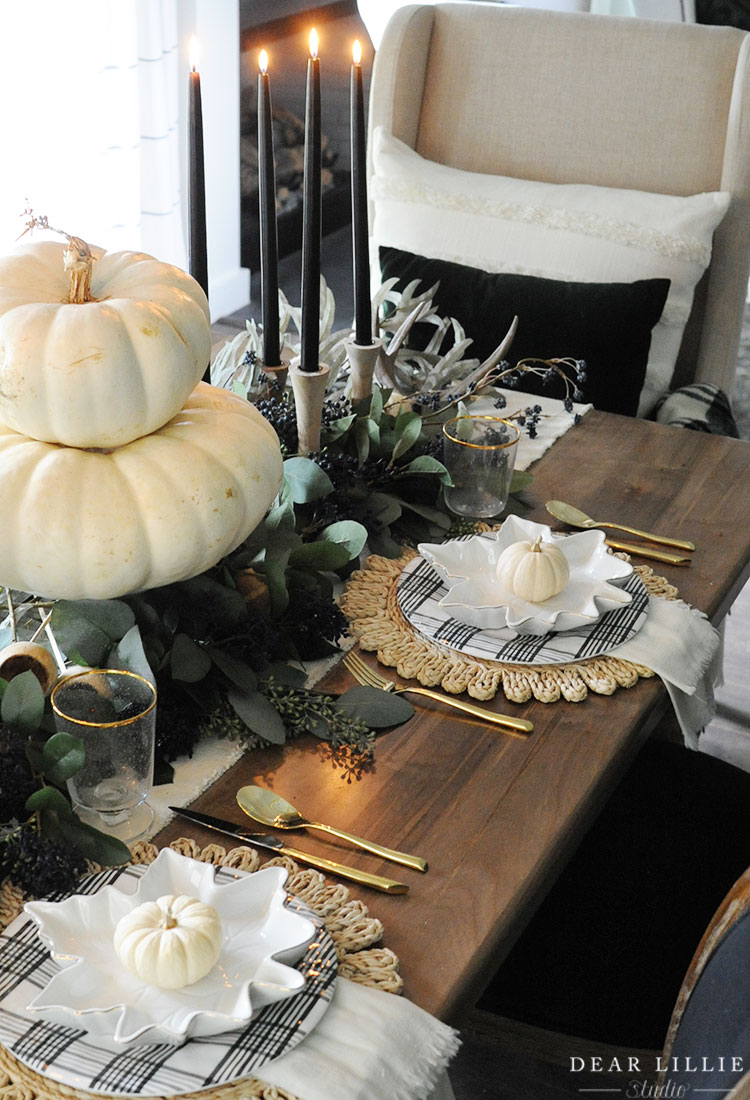 A Fall Table Setting in Non Traditional Colors - Dear Lillie Studio