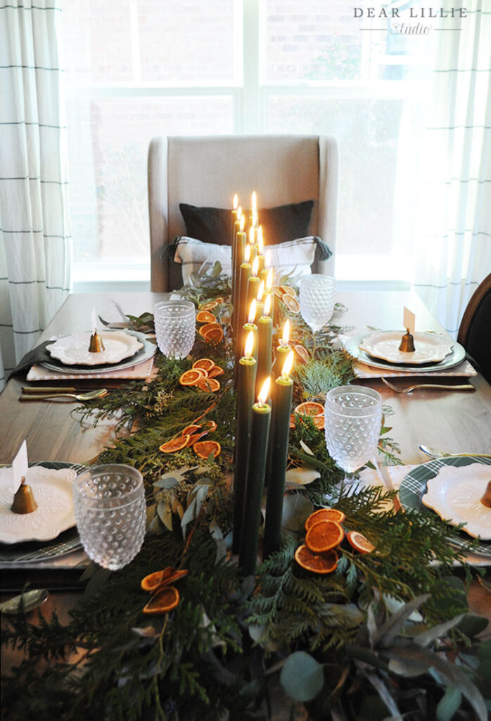 Holiday Tablescape with Some Dried Orange Slices