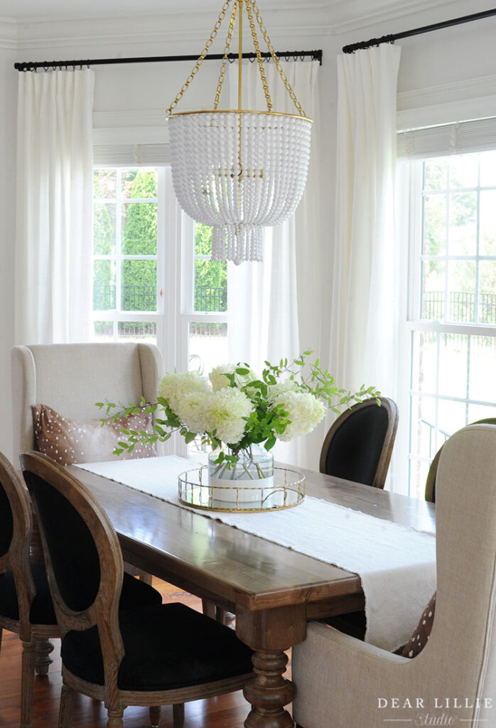 White and Gold Beaded Chandelier