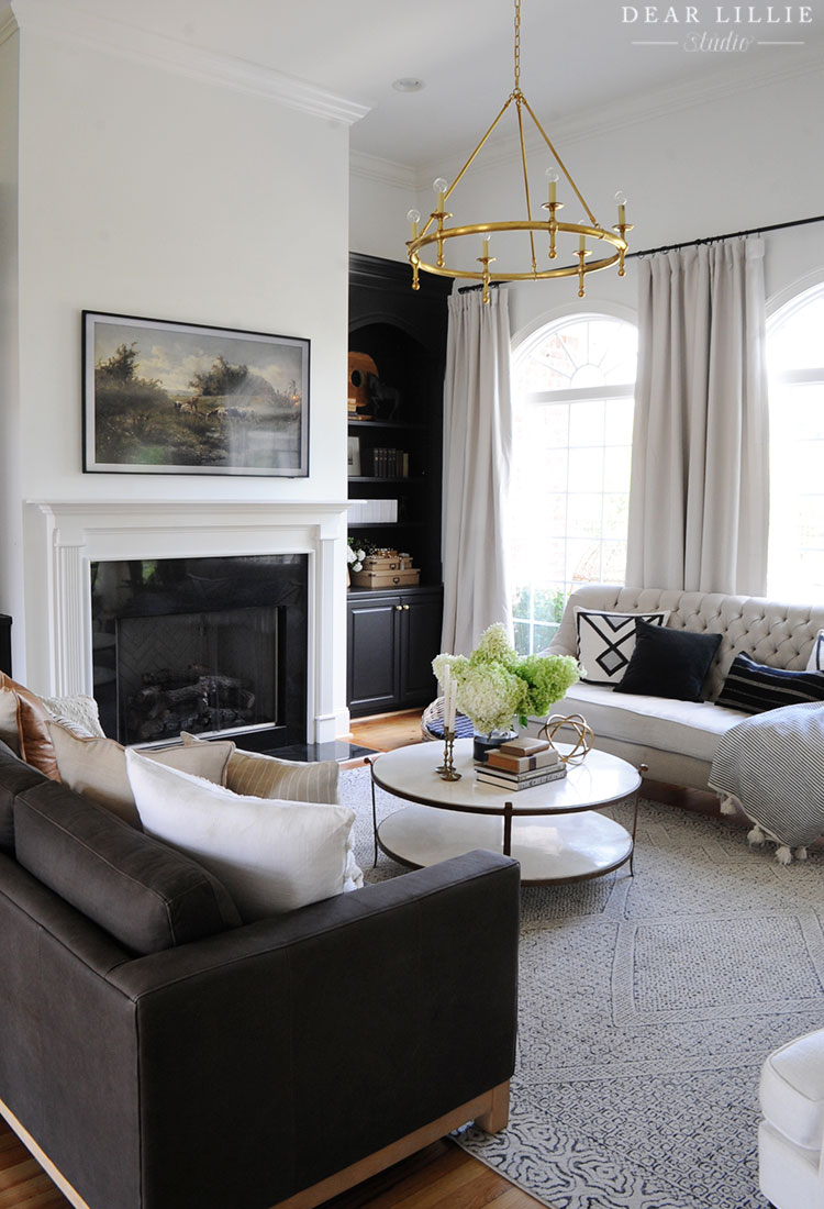 Freshly Painted Black Built-In Bookshelves in our New Living Room ...