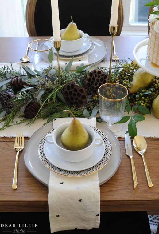 Thanksgiving Table Setting with Pears - Dear Lillie Studio