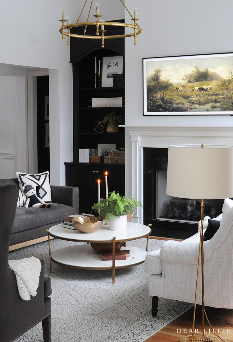 Our Updated Traditional Black and White Living Room - Dear Lillie Studio