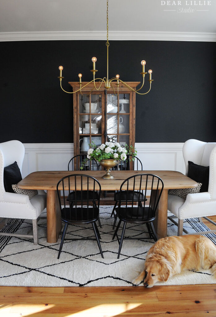 black and white dining room