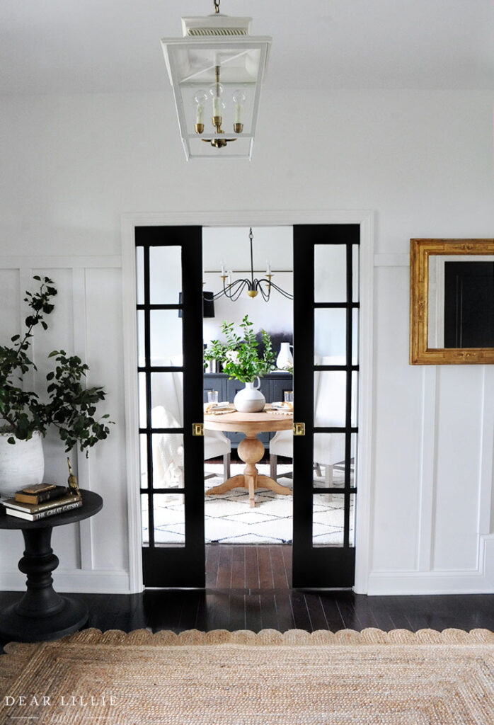 Making Over Our Entryway with Black Doors and Board and Batten - Dear ...