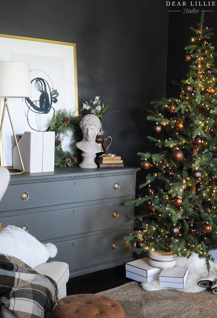 Some Simple Brown and Green Christmas Decor in Our Study - Dear Lillie ...