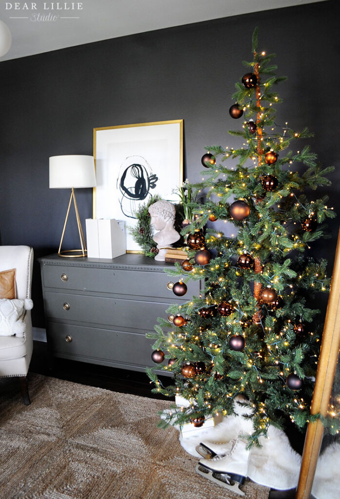 Some Simple Brown And Green Christmas Decor In Our Study - Dear Lillie 