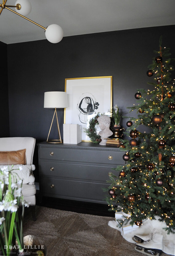 Some Simple Brown and Green Christmas Decor in Our Study - Dear Lillie ...