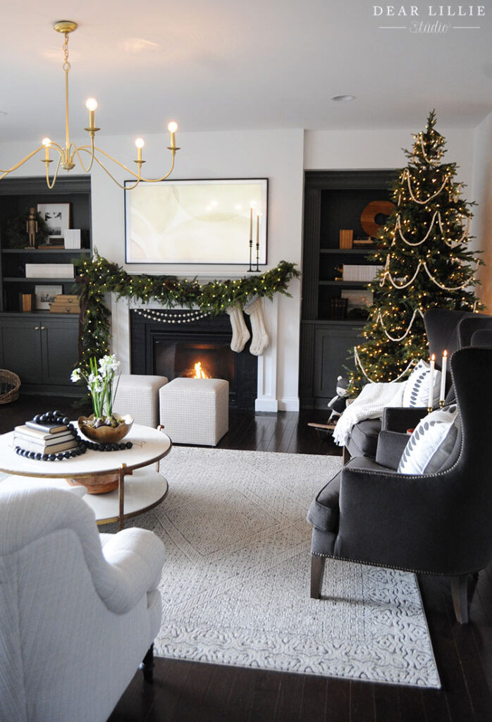 Our Living Room Decorated for Christmas - Dear Lillie Studio