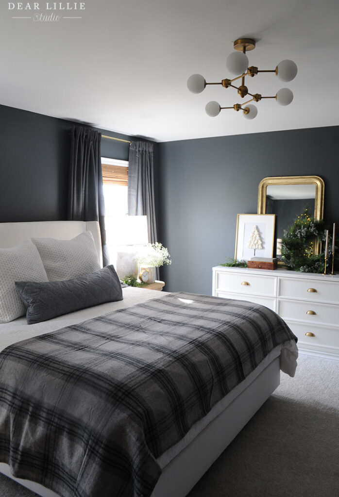 Our Dark Gray Bedroom Ready for the Holidays - Dear Lillie Studio