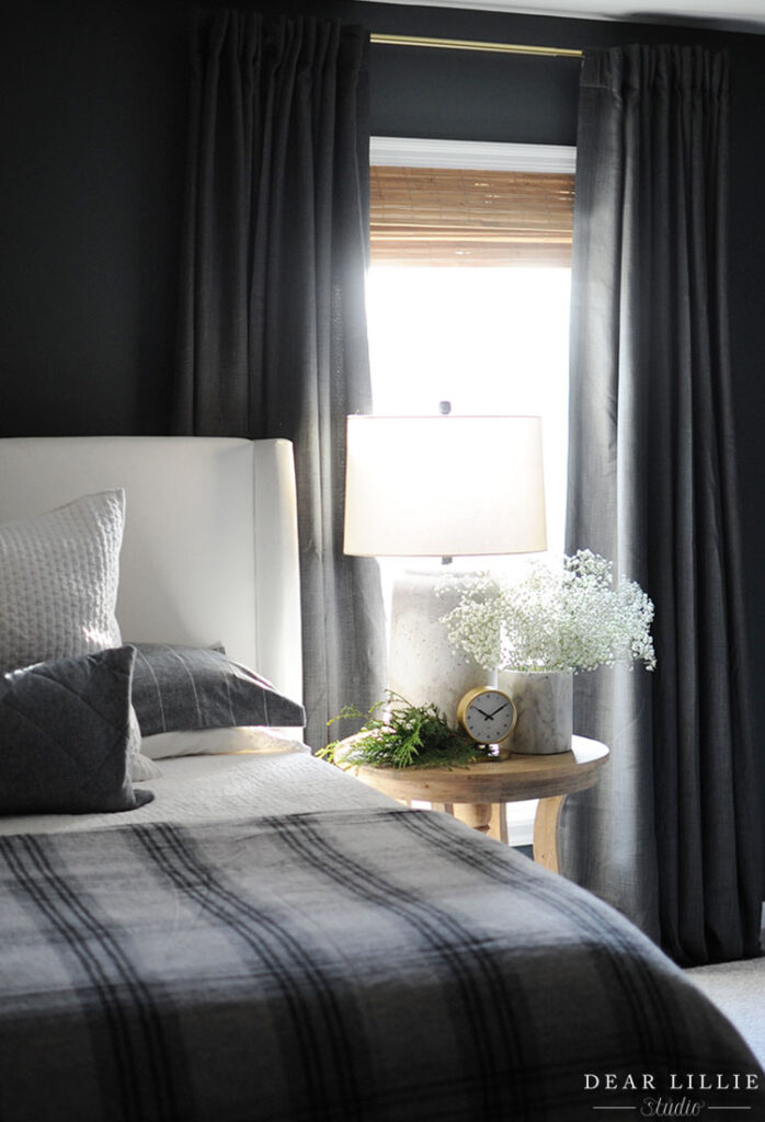 Our Dark Gray Bedroom Ready for the Holidays - Dear Lillie Studio