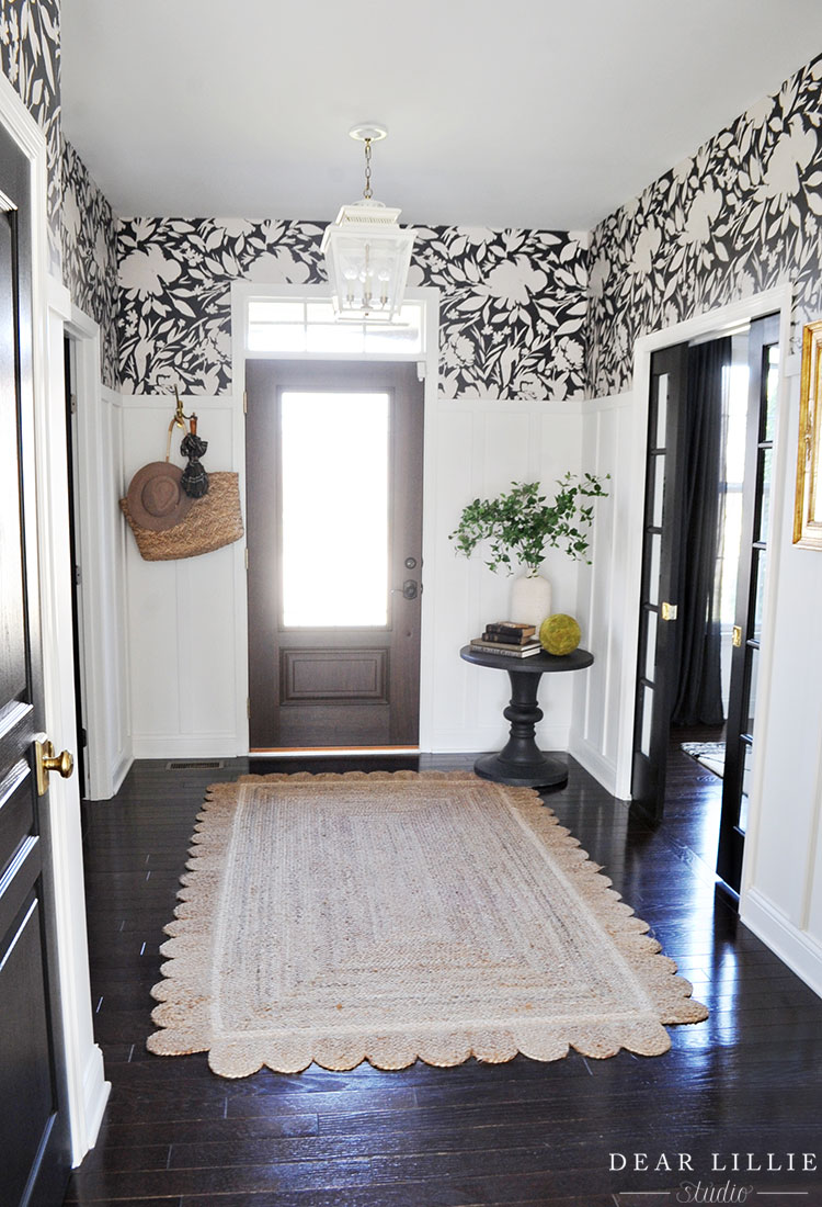 Entryway with Board and Batten and Wallpaper