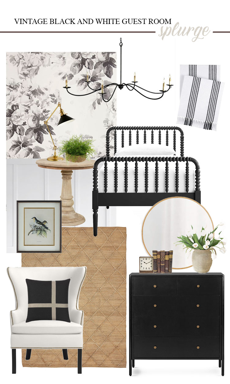 Vintage Black and White Guest Room