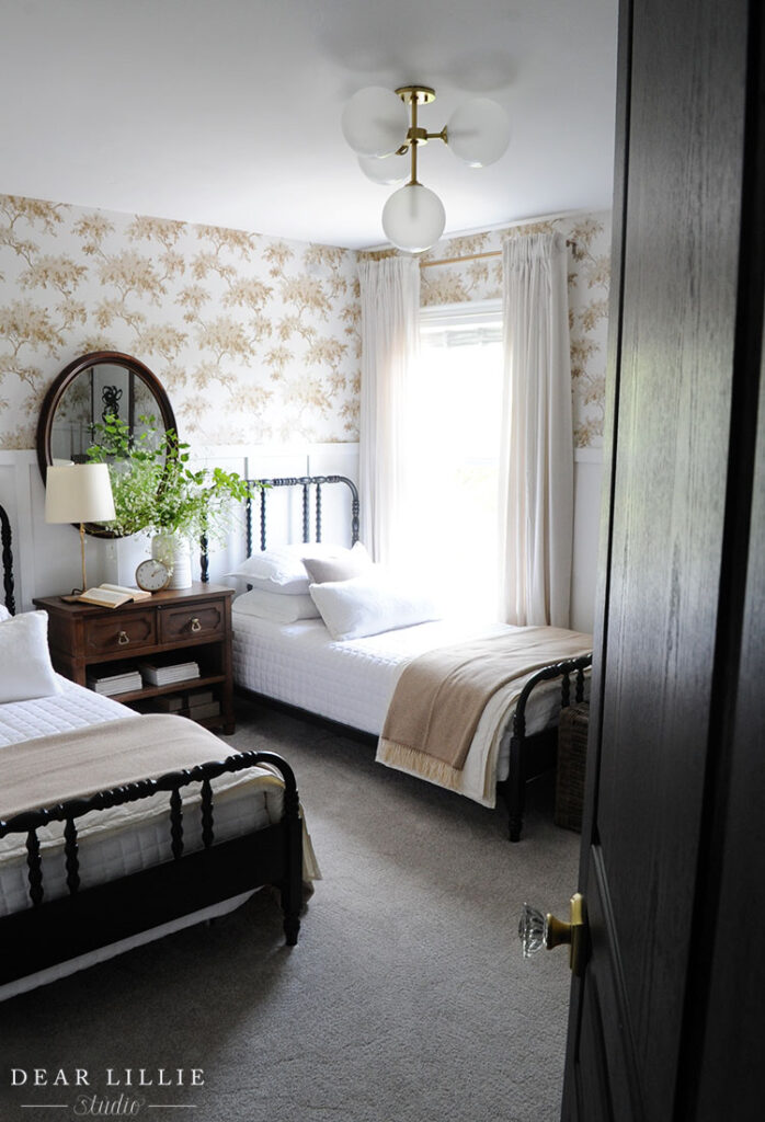 Wildflowers in our Guest Bedroom with Twin Beds - Dear Lillie Studio