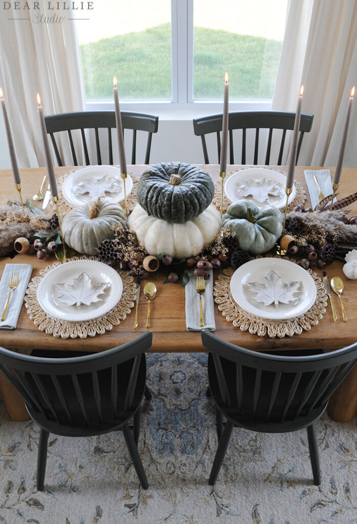 Thanksgiving Table Setting with Turkey Feathers and Natural Elements ...