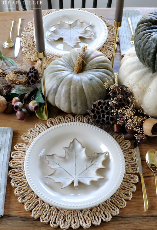 Thanksgiving Table Setting with Turkey Feathers and Natural Elements ...