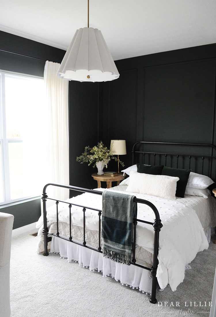 Dark Picture Frame Molding in Our Guest Bedroom - Dear Lillie Studio