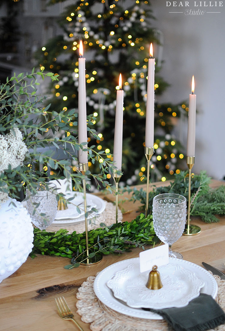 Green and White Christmas Table