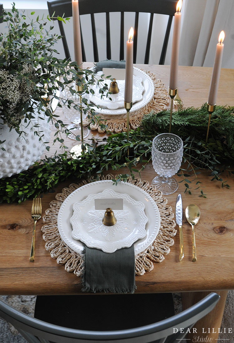 Green and White Christmas Table