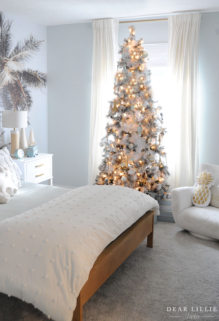 Aqua and Mint Room Decorated for Christmas
