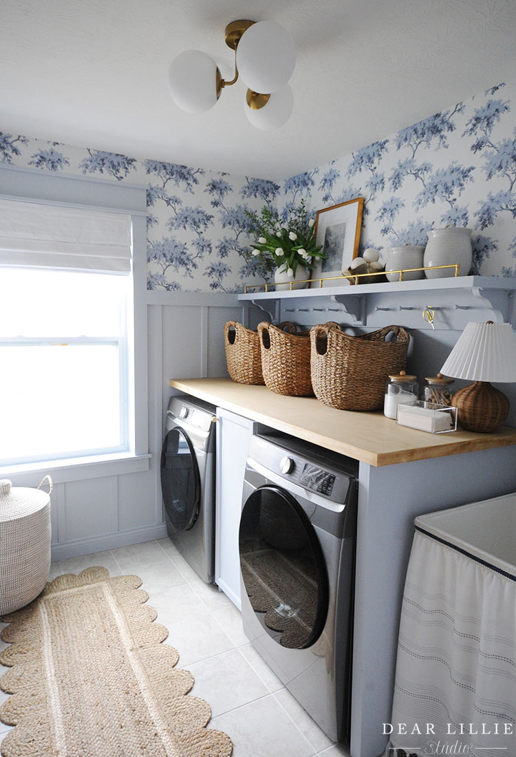 Light Blue Laundry Room with Shaker Pegs
