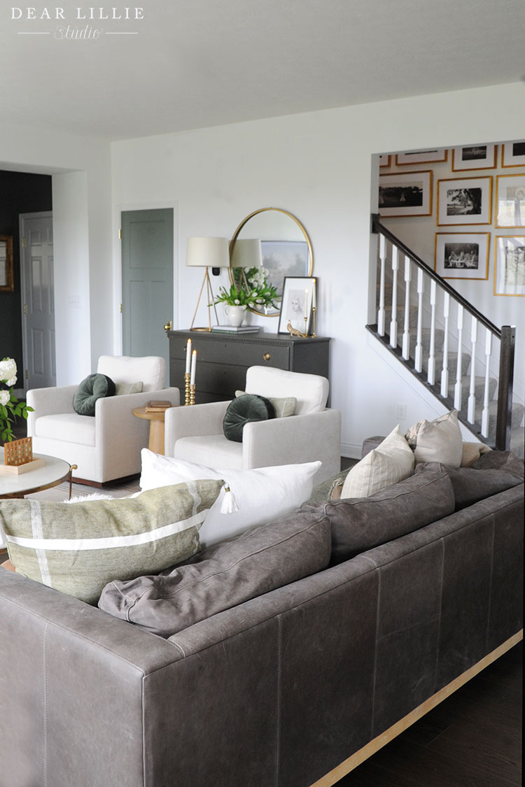 Living Room with Green Accents