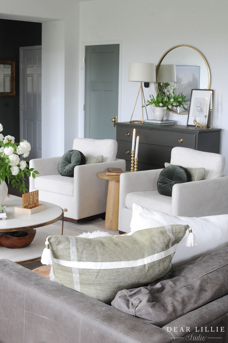 Living Room with Green Accents