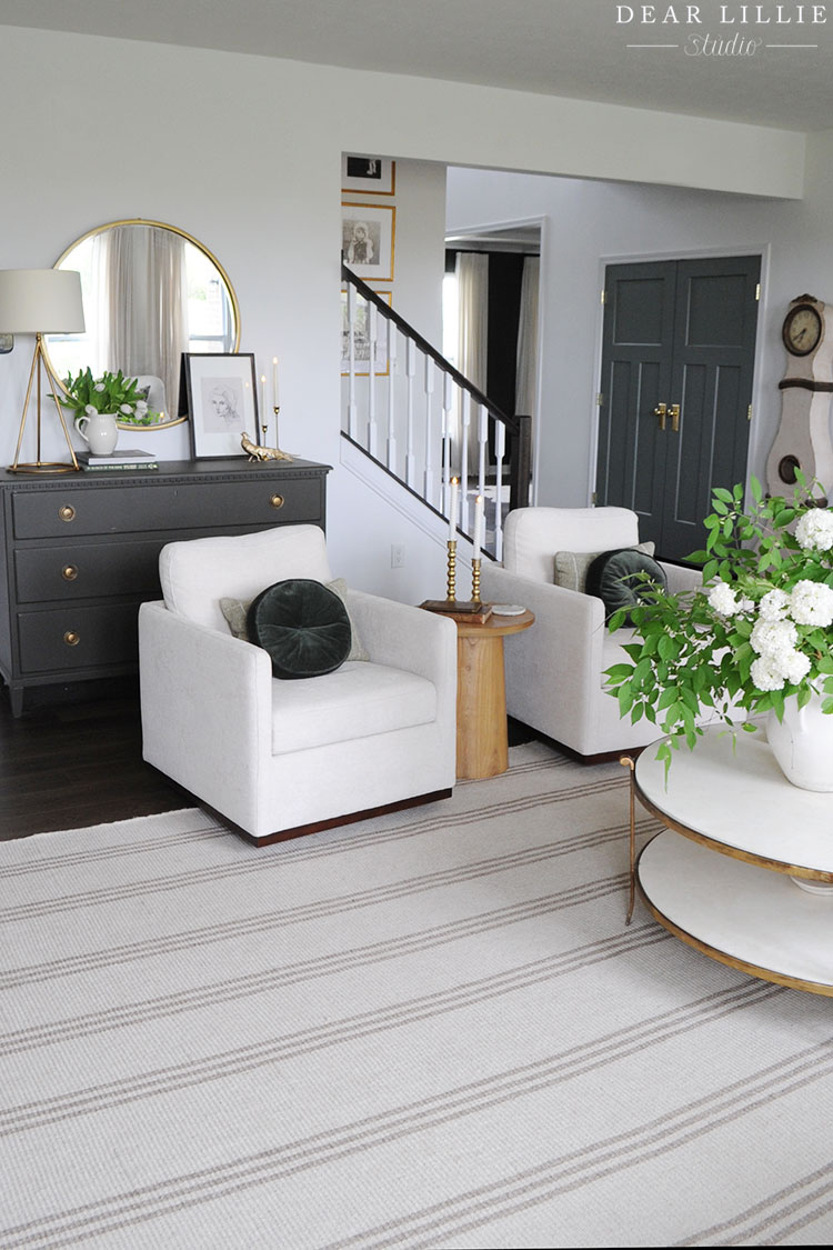 Living Room with Green Accents