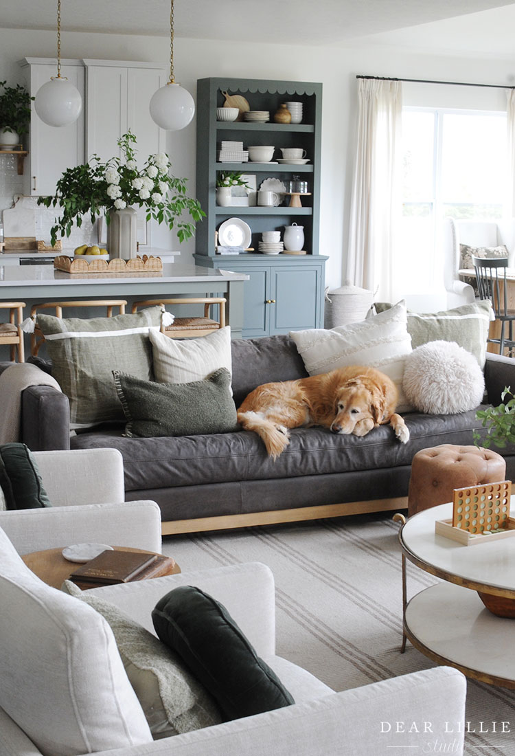 Living Room with Green Accents