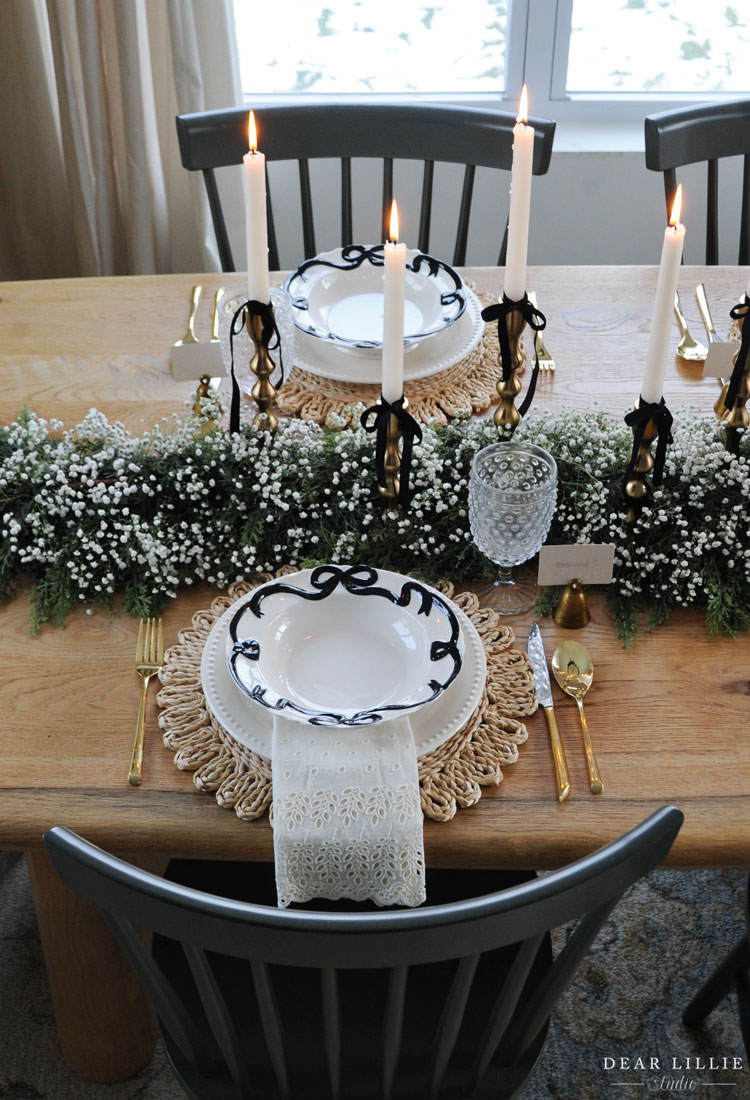 Black Bow Christmas Table