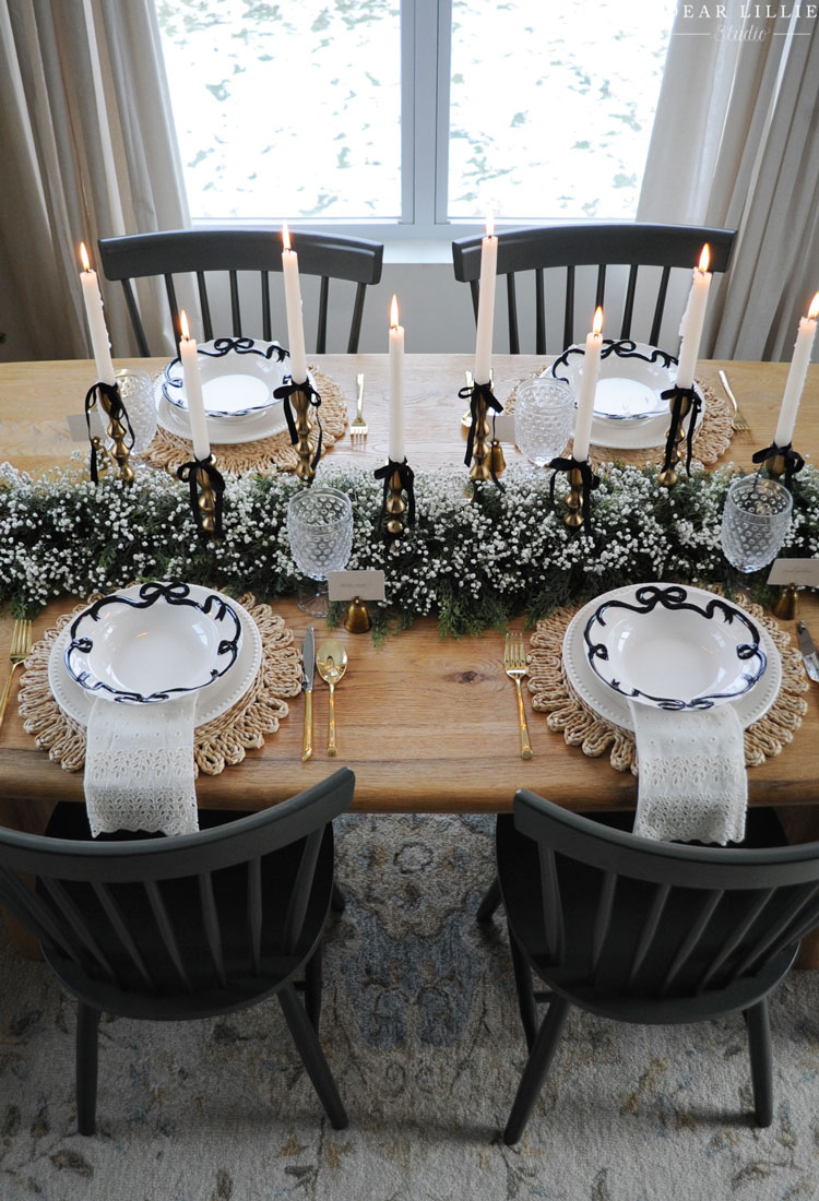 Black Bow Christmas Table