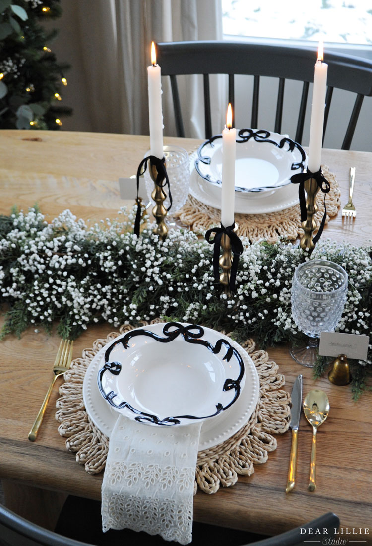 Black Bow Christmas Table