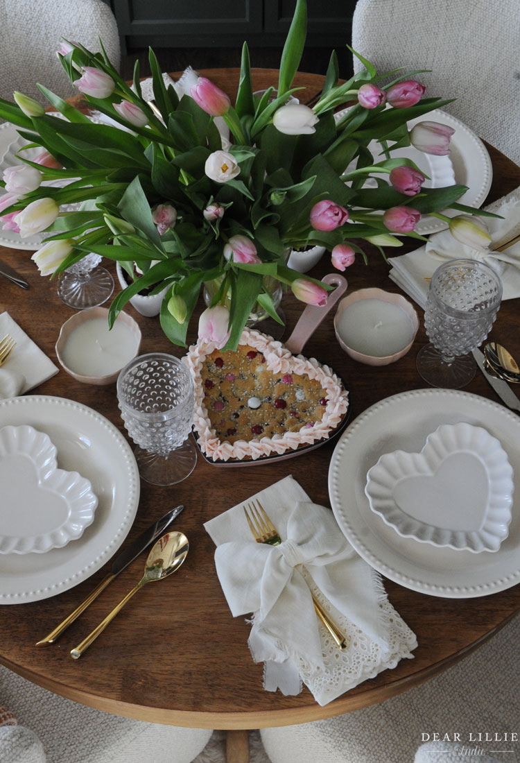 Pink and White Valentine's Table Setting