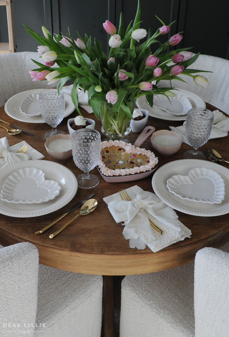 Pink and White Valentine's Table Setting