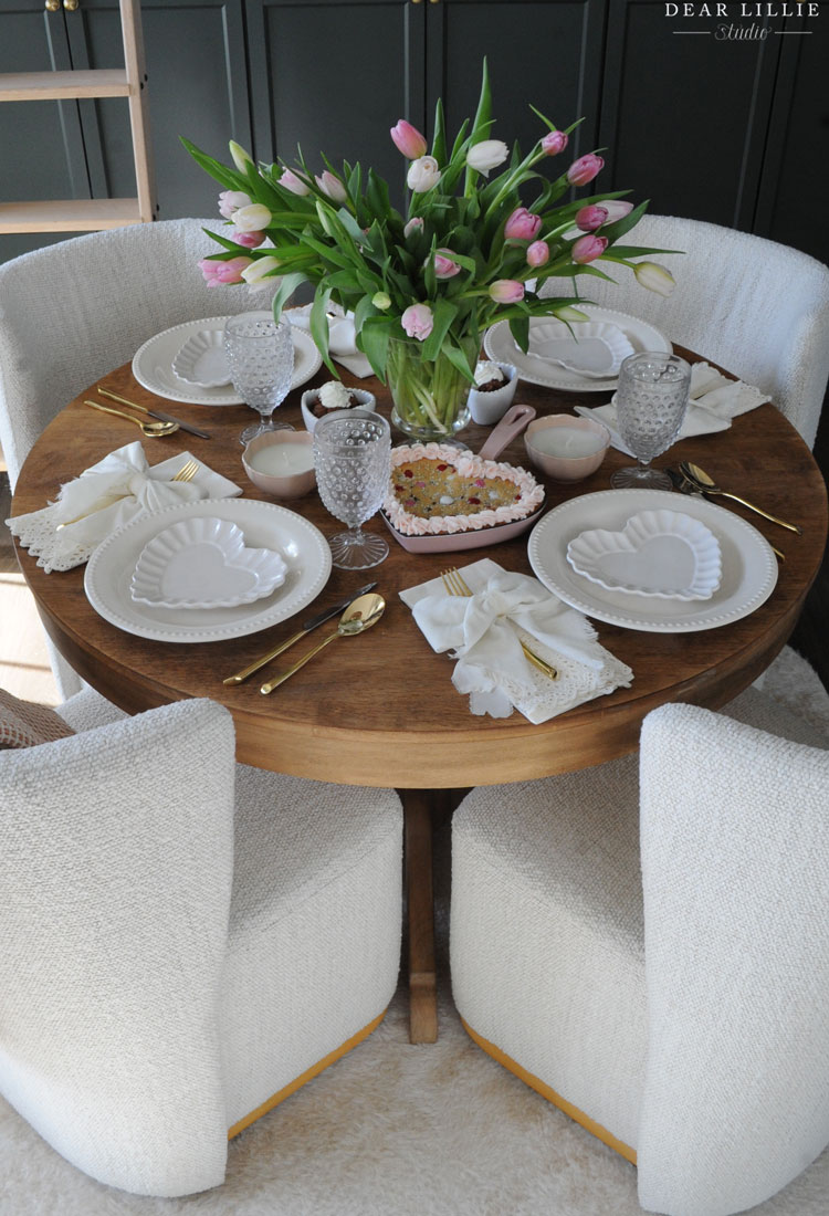 Pink and White Valentine's Table Setting