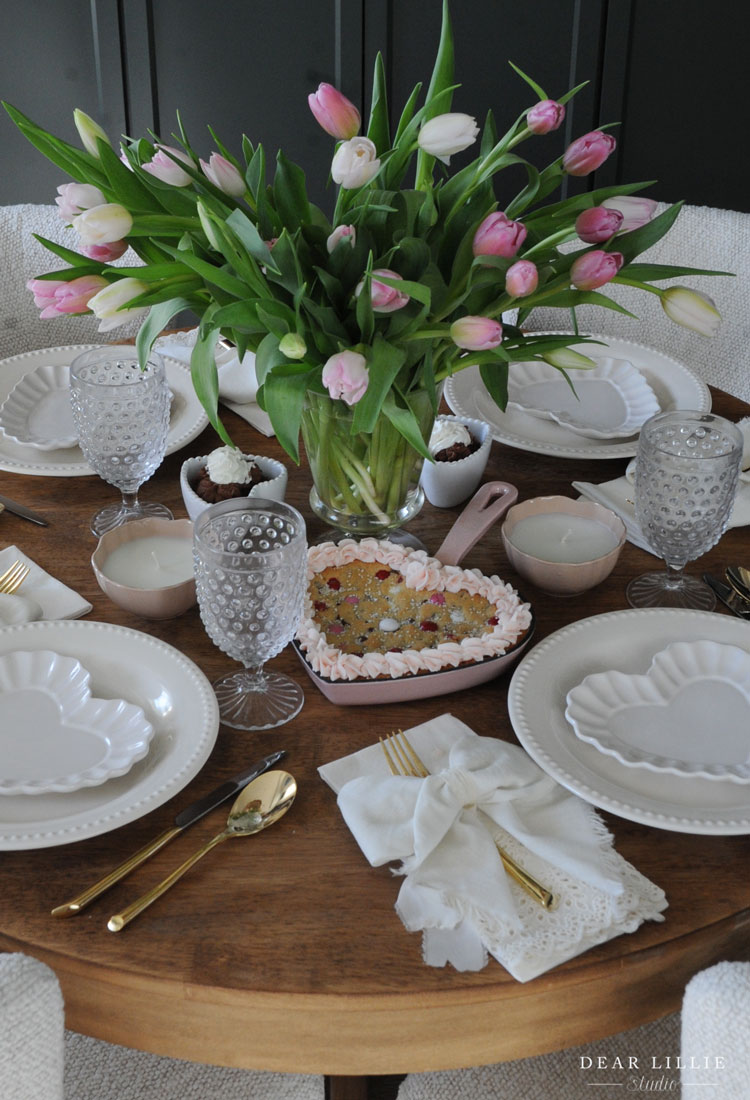 Pink and White Valentine's Table Setting