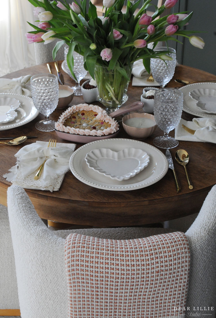 Pink and White Valentine's Table Setting