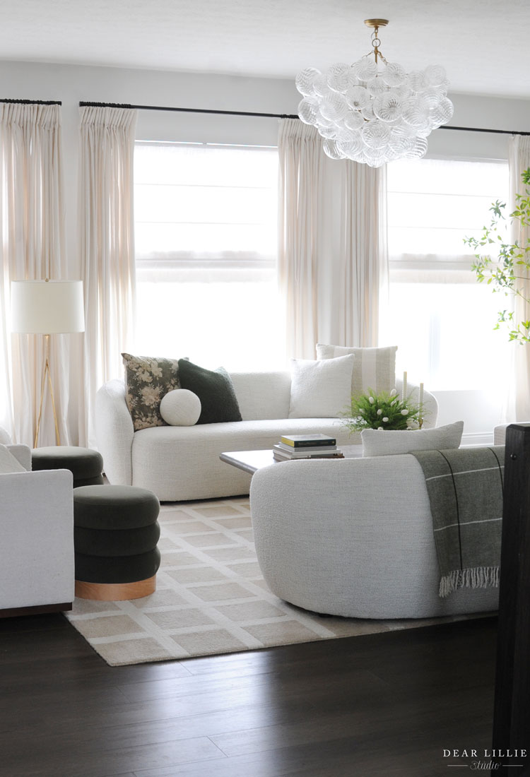 Neutral Living Room with Green Accents