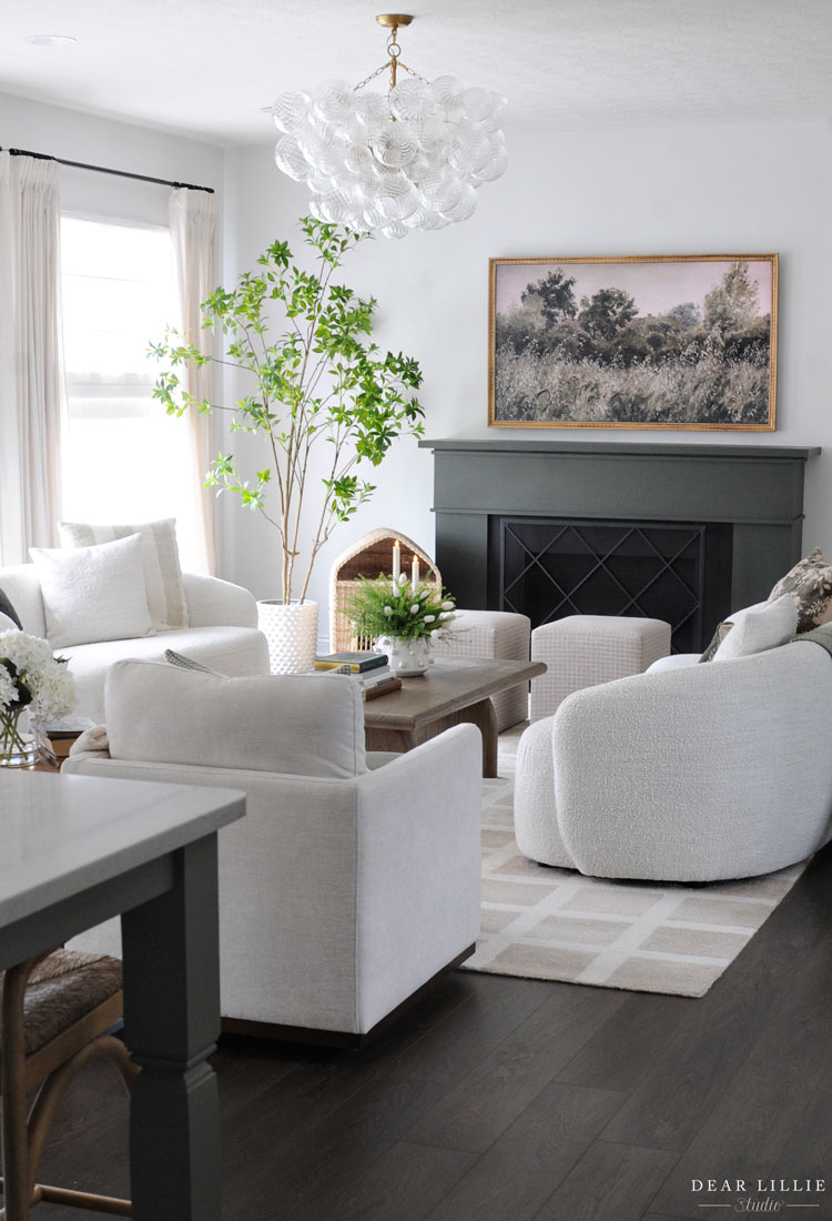 Neutral Living Room with Green Accents