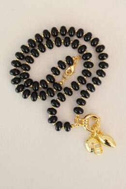 Game Day Sailor Clasp Necklace – Black Obsidian Football