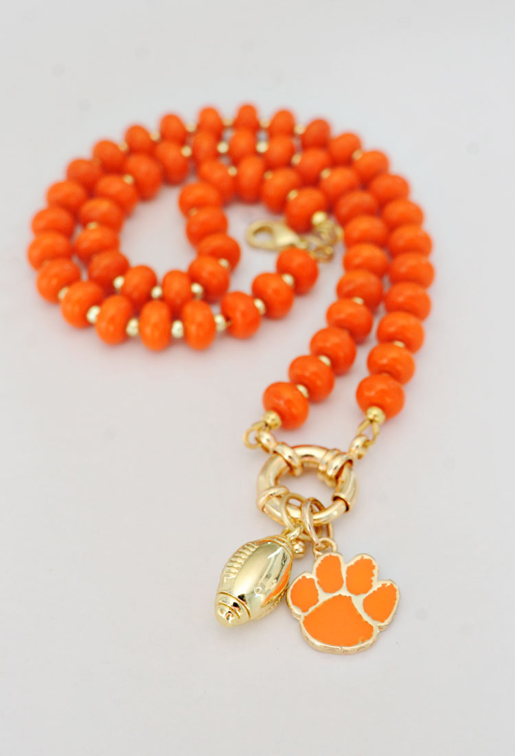 Game Day Sailor Clasp Necklace – Clemson Tigers with Football Charm